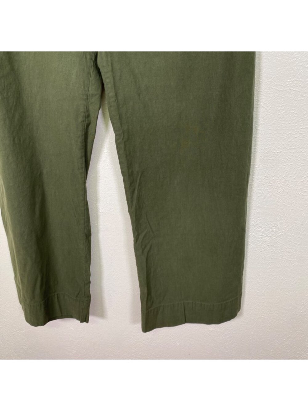 Anthropologie Maeve Colette Wide-Leg Cropped Pants Olive Green High Rise 30 Tall - Picture 10 of 16